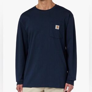 Carhartt Men's Loose Fit Heavyweight LongSleeve Pocket TShirt in Navy Size Large